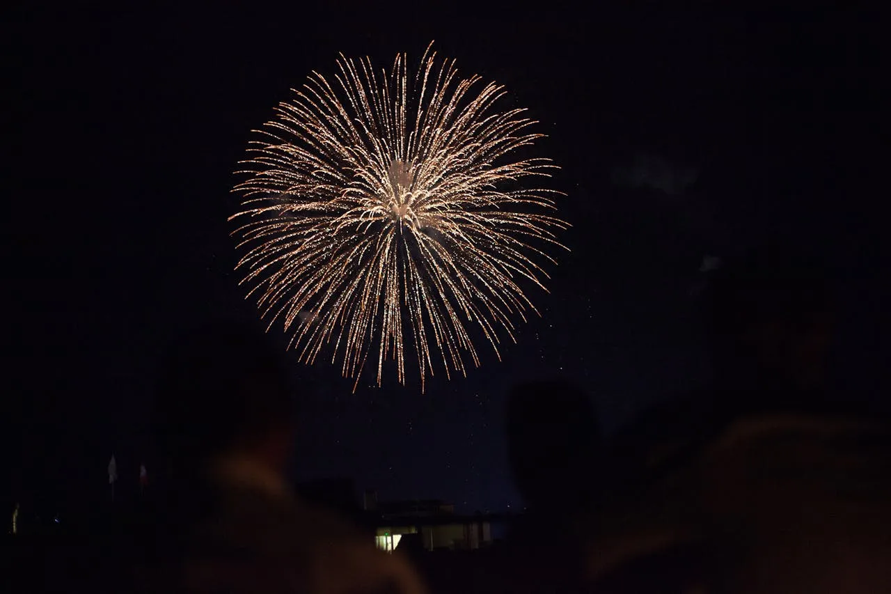 Colorful fireworks lighting up the night sky for New Year celebration in Auckland New Zealand